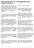 Business 101 Quiz - Ch&period; 4 Test Questions and Answers Graded A&plus;