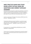 NERC PRACTICE EXAM AND STUDY GUIDE LATEST ACTUAL EXAM 200 QUESTIONS AND CORRECT DETAILED ANSWERS