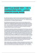 AHIP Final EXAM TEST &vert; 100 &percnt; GUARANTEED PASS &vert; LATEST  UPDATED EXAM PAPER