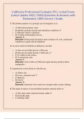 California Professional Geologist &lpar;PG&rpar; Actual Exam &lpar;Latest Update 2025 &sol; 2026&rpar; Questions & Answers with Rationales&vert; 100&percnt; Correct &vert; Grade&period;
