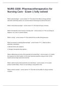 NURS 3330&colon; Pharmacotherapeutics for Nursing Care - Exam 1 fully solved