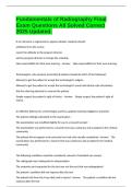 Fundamentals of Radiography Final Exam Questions All Solved Correct 2025 Updated&period;