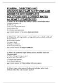 FUNERAL DIRECTING AND COUNSELING EXAM QUESTIONS AND ANSWERS WITH COMPLETE SOLUTIONS 100&percnt; CORRECT RATED A&plus; NEWLY UPDATED 2025
