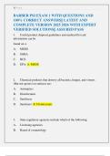 BARBER PSI EXAM 1 WITH QUESTIONS AND  100&percnt; CORRECT ANSWERS&vert;&vert; LATEST AND  COMPLETE VERSION 2025 2026 WITH EXPERT  VERIFIED SOLUTIONS&vert;&vert; ASSURED PASS 