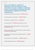NHA CCMA MEDICAL ASSISTANT  CERTIFICATION EXAM REVIEW WITH  QUESTIONS AND 100&percnt; CORRECT ANSWERS&vert;&vert;  LATEST AND COMPLETE VERSION 2025-2026  WITH EXPERT VERIFIED SOLUTIONS&vert;&vert;  ASSURED PASS