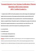 Neonatal Intensive Care Nursing Certification &lpar;Watson&rpar; Exam &lpar;Latest 2026&sol;2027 Update&rpar; Complete Questions and Guide Answers&comma; 100&percnt; Verified Graded A&plus;