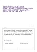 EDUCATIONAL LEADERSHIP FUNDAMENTALS TEST &lpar;ELF TEST&rpar; TAFE COMPETITION STUDY GUIDE WITH COMPLETE SOLUTIONS&excl;&excl;