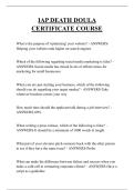 IAP DEATH DOULA CERTIFICATE COURSE QUESTIONS AND ANSWERS 2025