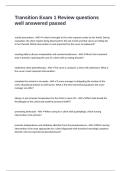 Transition Exam 1 Review questions well answered passed