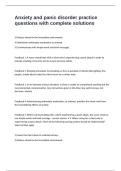 Anxiety and panic disorder practice questions with complete solutions 