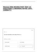 MA1512 RMA REVIEW POST TEST &num;3 QUESTIONS & ANSWERS RATED 100&percnt; CORRECT&excl;&excl;