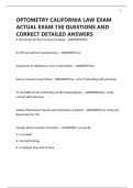 OPTOMETRY CALIFORNIA LAW EXAM ACTUAL EXAM 150 QUESTIONS AND CORRECT DETAILED ANSWERS