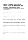 NCCCO OVERHEAD CRANE EXAM ACTUAL EXAM 100 QUESTIONS AND CORRECT DETAILED ANSWERS