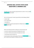 ARIZONA REAL ESTATE STATE EXAM QUESTIONS & ANSWERS 2025