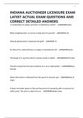 INDIANA AUCTIONEER LICENSURE EXAM LATEST ACTUAL EXAM QUESTIONS AND CORRECT DETAILED ANSWERS