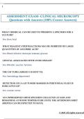 ASSESSMENT EXAM- CLINICAL MICROSCOPY  Questions with Answers &lpar;100&percnt; Correct Answers&rpar; 