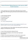 Clinical Decision Making Questions with Answers &lpar;100&percnt;  Correct Answers&rpar;