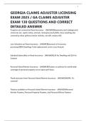 GEORGIA CLAIMS ADJUSTER LICENSING EXAM 2025 &sol; GA CLAIMS ADJUSTER EXAM 130 QUESTIONS AND CORRECT DETAILED ANSWER
