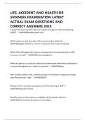 LIFE&comma; ACCIDENT AND HEALTH OR SICKNESS EXAMINATION LATEST ACTUAL EXAM QUESTIONS AND CORRECT ANSWERS 2025