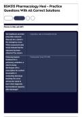 BSN315 Pharmacology Hesi - Practice Questions With All Correct Solutions