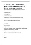CA PSI SITE - LIFE&comma; ACCIDENT AND HEALTH AGENT EXAMINATION &lpar;LIFE AGENT&rpar; LATEST ACTUAL EXAM