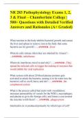 NR 283 Pathophysiology Exams 1&comma; 2&comma; 3 & Final &ndash; Chamberlain College &vert; 500&plus; Questions with Detailed Verified Answers and Rationales &lpar;A&plus; Graded&rpar;