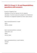 NSG 311 Exam 2- GI and Hepatobiliary questions with answers&comma;