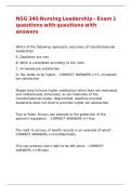 NSG 340 Nursing Leadership - Exam 1 questions with questions with answers