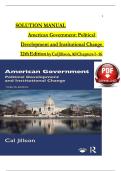 Solution Manual for American Government Political Development and Institutional Change&comma; 12th Edition By Cal Jillson&vert; All Chapters 1 to 16 Covered&vert; Verified Newest Version