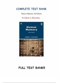 Human Memory&comma; 4th Edition &ndash; Gabriel Radvansky &ndash; Complete Test Bank Chapters 1&ndash;18