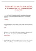 ACCOUNTING AND FINANCE EXAM 2025-2026 ACTUAL QUESTIONS AND ANSWERS GRADED A&plus; LATEST 