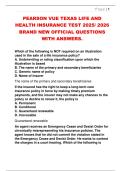 PEARSON VUE TEXAS LIFE AND  HEALTH INSURANCE TEST 2025&sol; 2026  BRAND NEW OFFICIAL QUESTIONS  WITH ANSWERS&period;