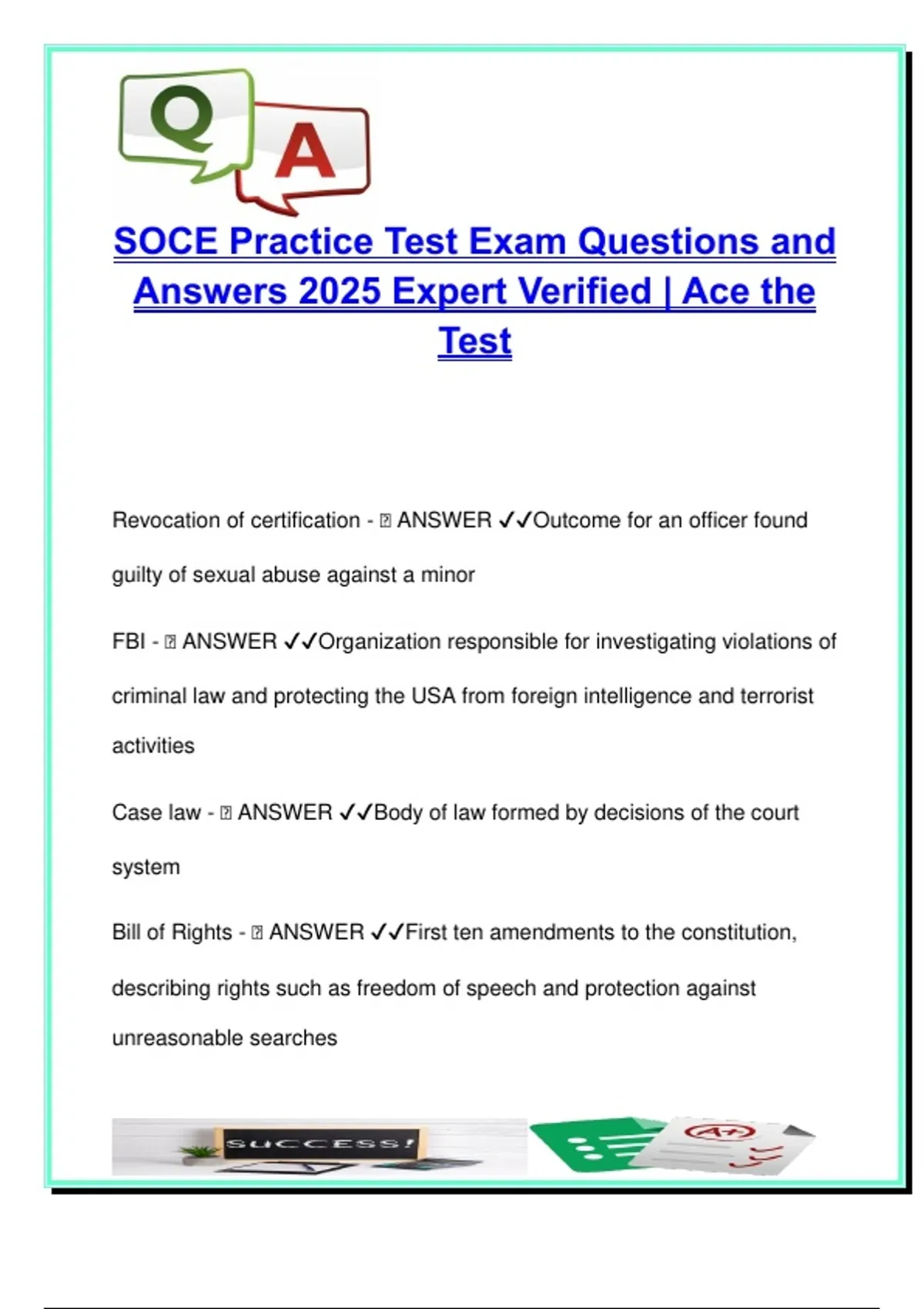 Soce Questions SOCE Practice Test 2025 (100+ Questions) – Criminal Law, Ethics, Use of ...
