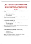 New York Real Estate Broker Actual Exam &lpar;Latest Update 2025 &sol; 2026&rpar; Questions & Answers with Rationales&vert; 100&percnt; Correct &vert; Grade