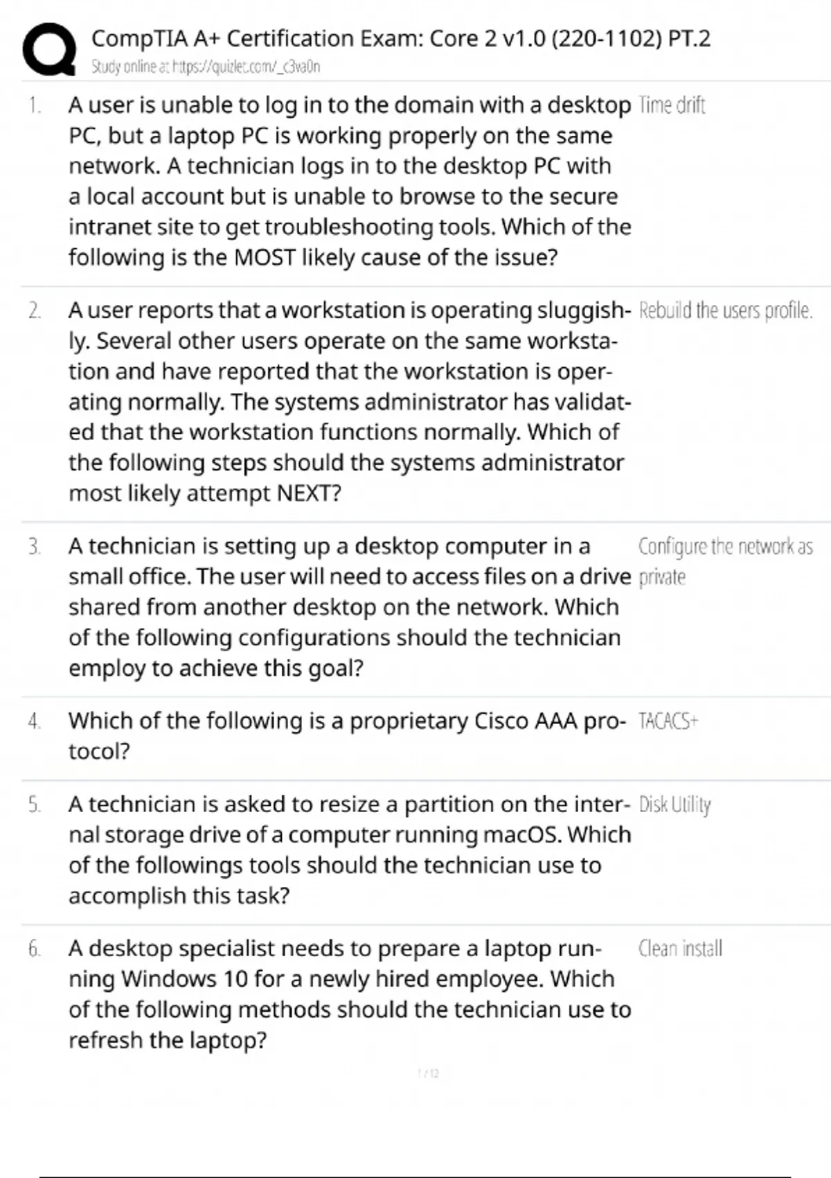 CompTIA A+ Core 2 (220-1102) Part 2 / Exam Practice Test / 2026 Update ...