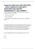 Diagnostic Skills Exam OSCE &lpar;DSE OSCE&rpar; - &lpar;2025&rpar; &vert;COMPLETE GUIDE WITH QUESTIONS AND VERIFIED ANSWERS&vert;GET IT 100&percnt; CORRECT