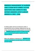 BNMN502 MANAGEMENT OF NURSING CARE 2 EXAM WITH CORRECT ACTUAL QUESTIONS AND CORRECTLY WELL DEFINED ANSWERS LATEST ALREADY GRADED A&plus; 2025 &ndash; 2026