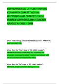 ENVIRONMENTAL OFFICER TRAINING EXAM WITH CORRECT ACTUAL QUESTIONS AND CORRECTLY WELL DEFINED ANSWERS LATEST ALREADY GRADED A&plus; 2025 &ndash; 2026