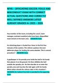 NFHS &ndash; OFFICIATING SOCCER&colon; FOULS AND MISCONDUCT EXAM WITH CORRECT ACTUAL QUESTIONS AND CORRECTLY WELL DEFINED ANSWERS LATEST ALREADY GRADED A&plus; 2025 &ndash; 2026