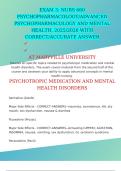 EXAM 3&colon; NURS 660 PSYCHOPHARMACOLOGY&sol;ADVANCED PSYCHOPHARMACOLOGY AND MENTAL HEALTH&comma; 2025&sol;2026 WITH CORRECT&sol;ACCURATE ANSWER
