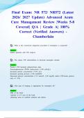 Final Exam&colon; NR 572&sol; NR572 &lpar;Latest 2026&sol; 2027 Update&rpar; Advanced Acute Care Management Review &vert;Weeks 5-8 Covered&vert; Q&sol;A &vert; Grade A&vert; 100&percnt; Correct &lpar;Verified Answers&rpar; -Chamberlain