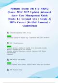 Midterm Exam&colon; NR 572&sol; NR572 &lpar;Latest 2026&sol; 2027 Update&rpar; Advanced Acute Care Management Guide &vert;Weeks 1-4 Covered&vert; Q&sol;A &vert; Grade A&vert; 100&percnt; Correct &lpar;Verified Answers&rpar; -Chamberlain