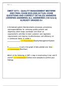 OMGT 5373 &ndash; QUALITY MANAGEMENT MIDTERM AND FINAL EXAM 2025-2026 ACTUAL EXAM QUESTIONS AND CORRECT DETAILED ANSWERS &lpar;VERIFIED ANSWERS&rpar; ALL ANSWERED -130 Q & A- ALREADY GRADED A&plus; 