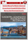 Solution manual for modern advanced accounting in canada 9th edition hilton murray