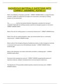 HAZARDOUS MATERIALS QUESTIONS WITH CORRECT ANSWERS &vert; RATED A&plus;