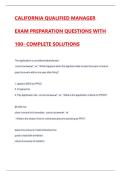 California Qualified Manager Exam Preparation Latest Update Questions and 100&percnt; Verified Correct Answers Guaranteed A&plus;