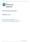 EDEXCEL GCSE STATISTICS MAY JUNE 2025 PAPER 1 HIGHER MARK SCHEME