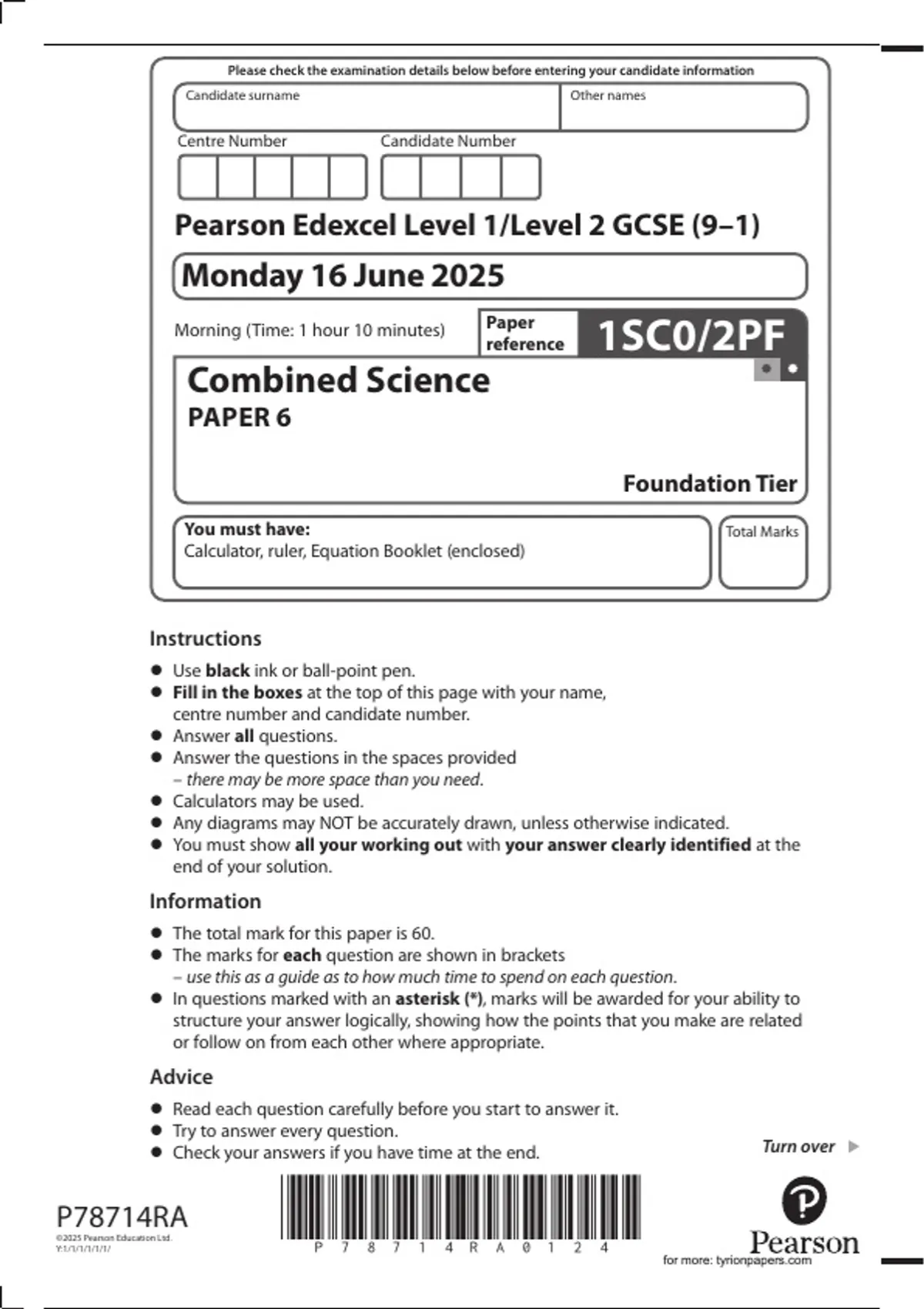 EDEXCEL GCSE COMBINED SCIENCE PHYSICS MAY JUNE 2025 PAPER 2 F QUESTION ...