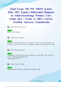 Final Exam&colon; NR 576&sol; NR576 &lpar;Latest 2026&sol; 2027 Update&rpar; Differential Diagnosis in Adult-Gerontology Primary Care Guide &vert;Q&sol;A &vert; Grade A&vert; 100&percnt; Correct &lpar;Verified Answers&rpar; -Chamberlain