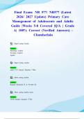 Final Exam&colon; NR 577&sol; NR577 &lpar;Latest 2026&sol; 2027 Update&rpar; Primary Care Management of Adolescents and Adults Guide &vert;Weeks 5-8 Covered &vert;Q&sol;A &vert; Grade A&vert; 100&percnt; Correct &lpar;Verified Answers&rpar; -Chamberlain
